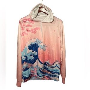 Source Unknown Pink and Blue Wave Hoodie